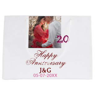 Cheers to 20 Years happy anniversary add photo dat Large Gift Bag