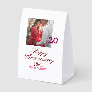 Cheers to 20 Years happy anniversary add photo dat Paper Table Tent