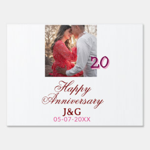 Cheers to 20 Years happy anniversary add photo dat Sign