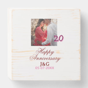 Cheers to 20 Years happy anniversary add photo dat Wooden Box Sign