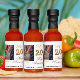 Cheers to 20 Years happy anniversary add photo pas Hot Sauces