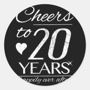 Cheers To 20 Years Married Couples 20th Wedding An Classic Round Sticker