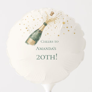 Cheers to 20th Birthday Emerald and Gold Balloon