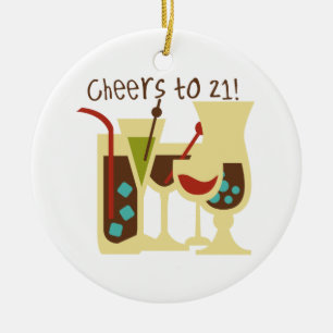 Cheers to 21 Birthday Ceramic Ornament