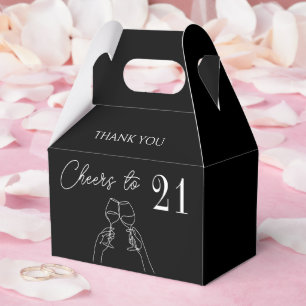 Cheers to 21 birthday elegant favor boxes