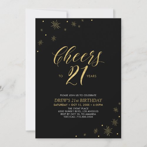 Cheers to 21 | Gold & Black 21st Birthday Party