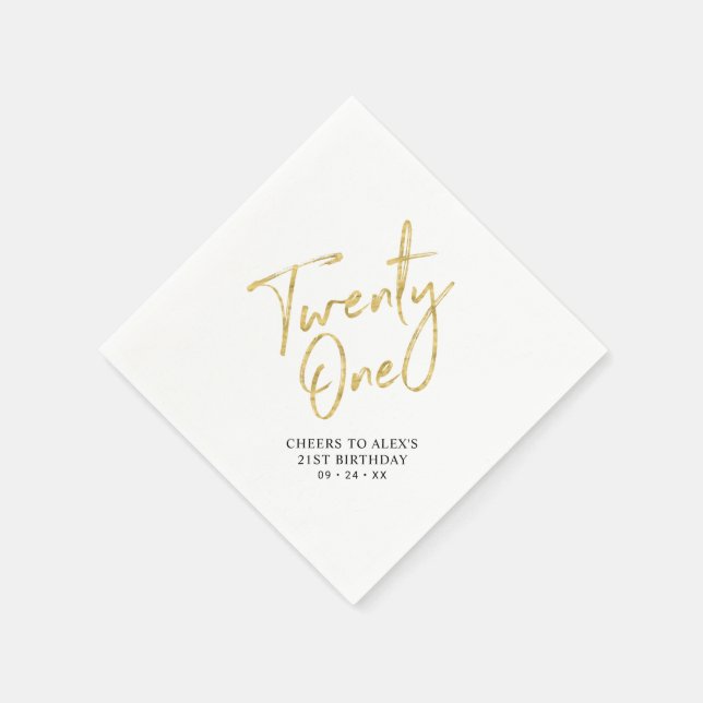 Cheers to 21  | Modern Adult 21st Birthday Party N Napkins (Corner)