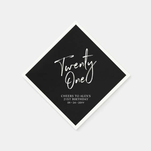 Cheers to 21  | Modern Adult 21st Birthday Party Napkins (Corner)