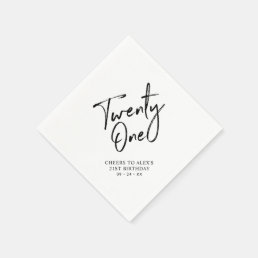 Cheers to 21  | Modern Adult 21st Birthday Party Napkins
