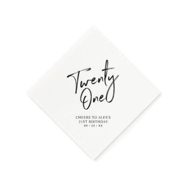 Cheers to 21  | Modern Adult 21st Birthday Party Napkins