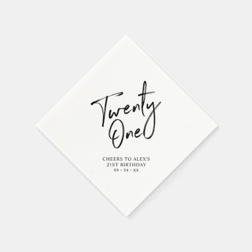 Cheers to 21   Modern Adult 21st Birthday Party Napkins