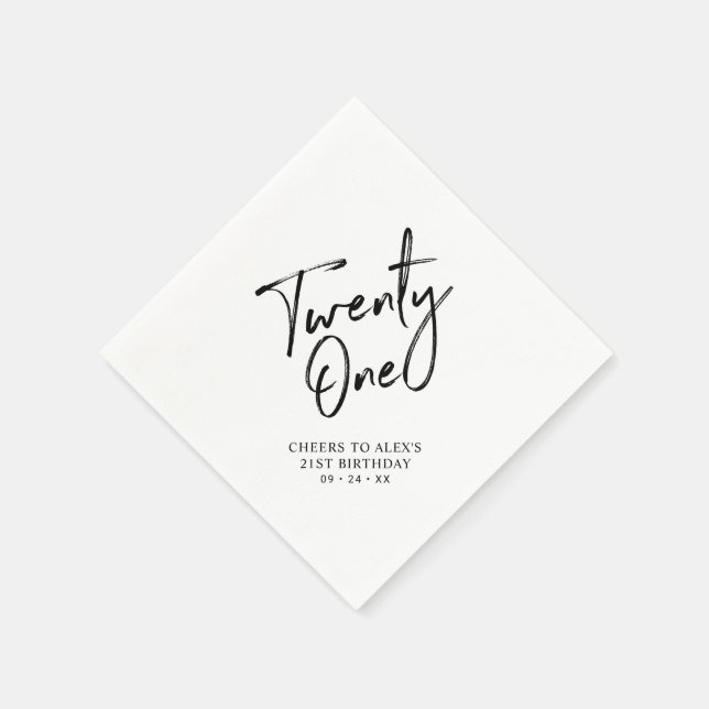 Cheers to 21  | Modern Adult 21st Birthday Party Napkins (Corner)