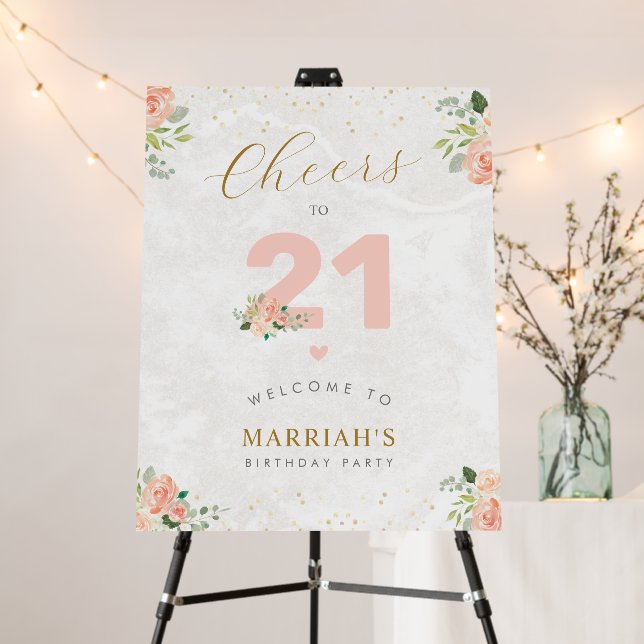 Cheers to 21 Years 21st Birthday Girl Woma Welcome Foam Board (In Situ (Stand))