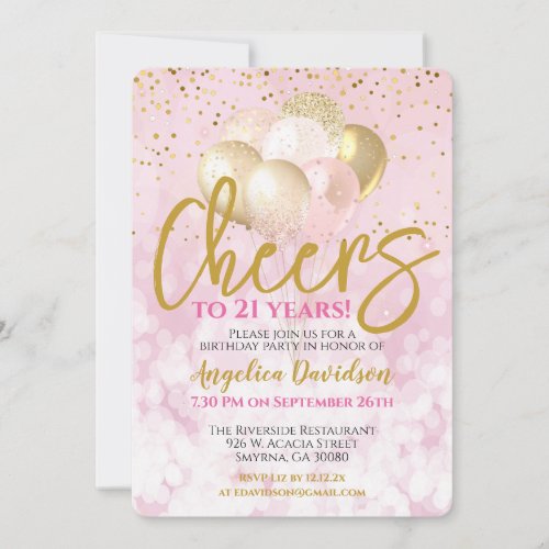 Cheers To 21 Years 21st Birthday Glamorous