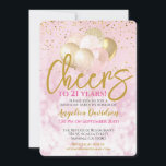 Cheers To 21 Years 21st Birthday Glamorous Invitation<br><div class="desc">A gorgeous 21st birthday 'cheers to 21 years' party invitation. This fabulous invitation features pink and gold glitter balloons on a pink and gold confetti background. Easy to personalize with your own 21st birthday party celebration details.</div>