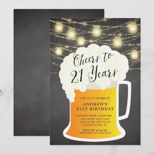 Cheers to 21 Years 21st Birthday Invitation