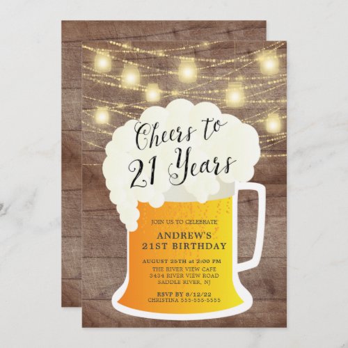 Cheers to 21 Years 21st Birthday Invitation