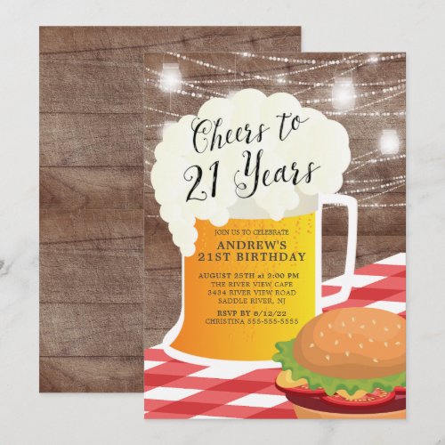 Cheers to 21 Years 21ST Birthday Invitation