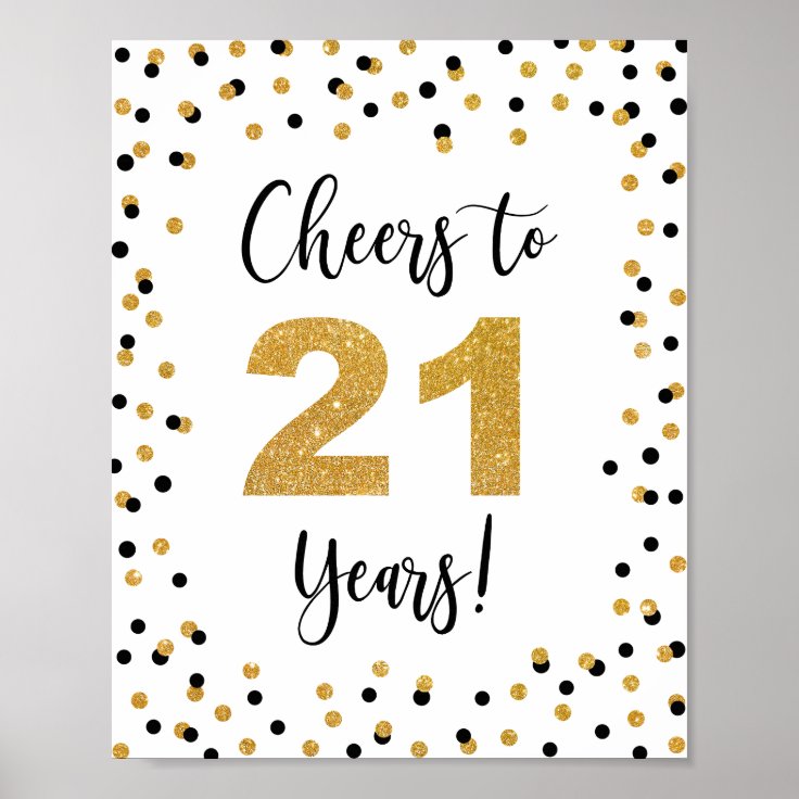 Cheers to 21 Years Anniversary or Birthday Sign | Zazzle