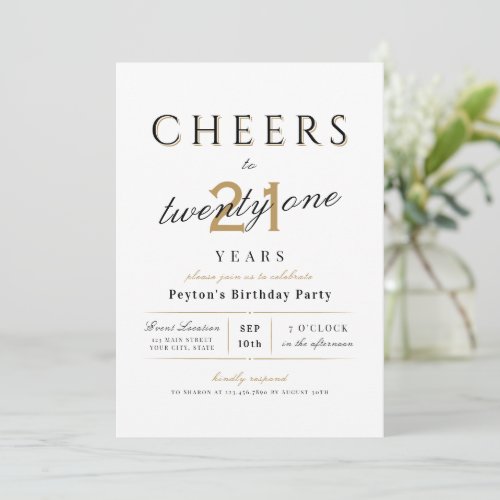 Cheers to 21 years elegant modern classy birthday
