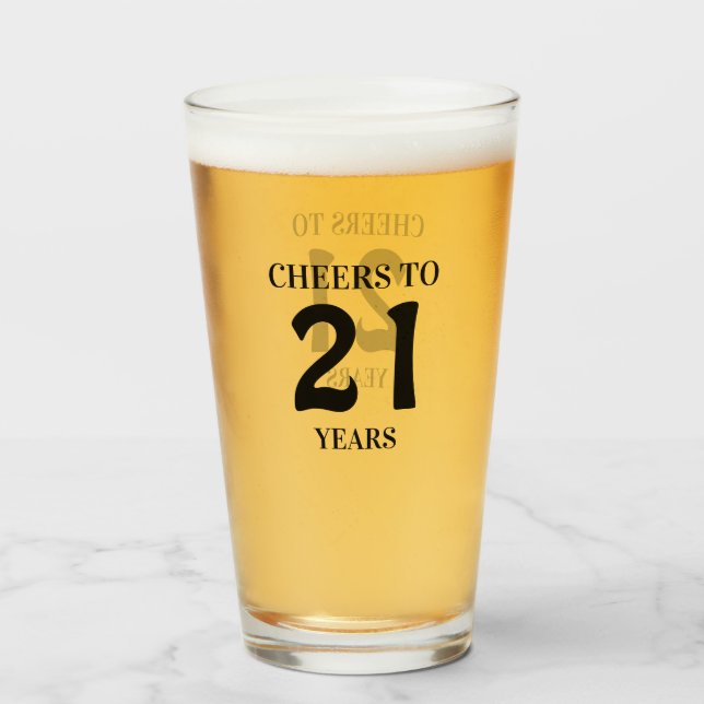 Cheers to 21 Years Glass (Front Filled)