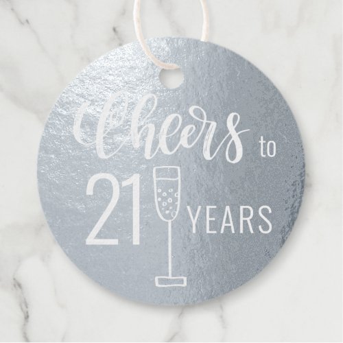 Cheers to 21 years men birthday elegant foil favor tags