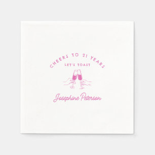 Cheers to 21 Years Pink 21st Birthday Custom Napkins
