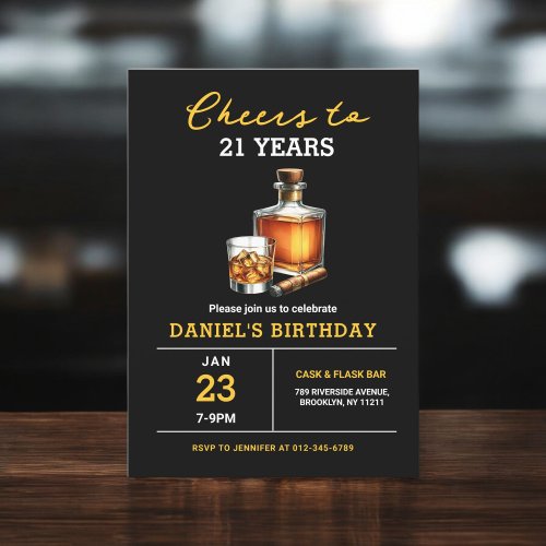 Cheers to 21 Years Whiskey Cigar Bourbon Birthday