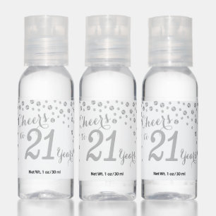 Cheers to 21 Years White and Silver Diamond Hand Sanitizer