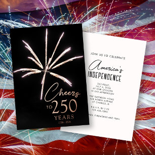 Cheers to 250 Years Fireworks Sestercentennial Foil Invitation