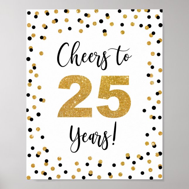 Cheers to 25 Years Anniversary or Birthday Sign (Front)