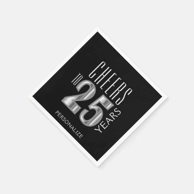 Cheers to 25 Years - Birthday / Anniversary Napkins (Corner)