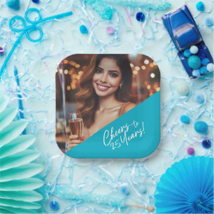 Cheers to 25 Years Birthday Party Celebration Paper Plates