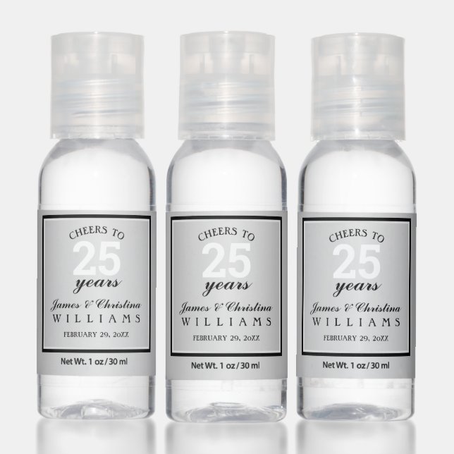 Cheers to 25 Years Silver Wedding Anniversary  Hand Sanitizer (Set)