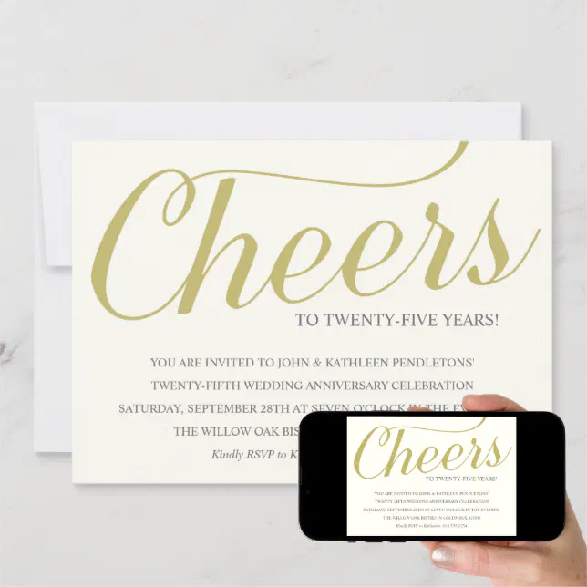Cheers to 25 Years Wedding Anniversary Party Invitation Zazzle