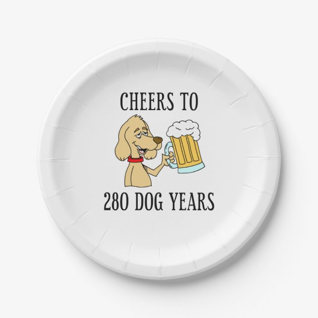 Cheers To 280 Dog Years 40th Birthday Paper Plates (Front)