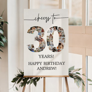 Cheers to 30 30th Birthday Photo Collage Foam Board