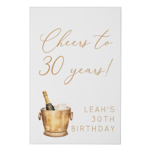 Cheers to 30 years! 30th Birthday Champagne Faux Canvas Print