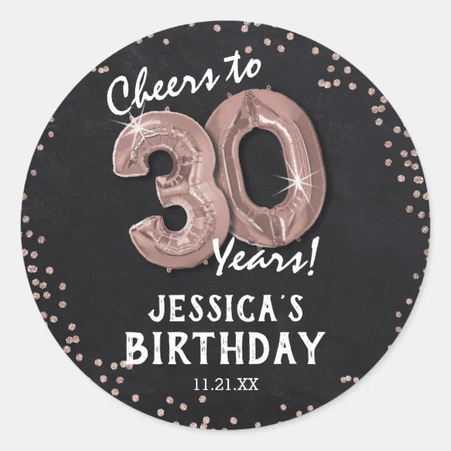 Cheers to 30 Years! 30th Birthday Classic Round Sticker | Zazzle