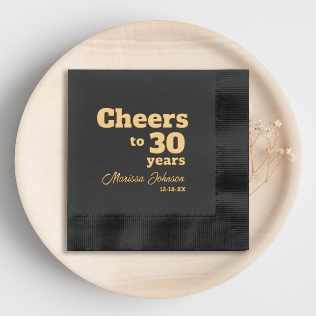 Cheers to 30 Years 30th Birthday Foil Napkins (Creator Uploaded)