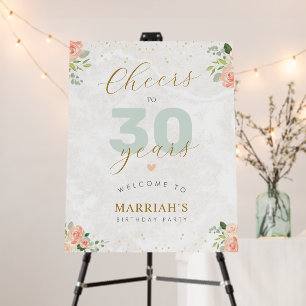 Cheers to 30 Years 30th Birthday Girl Woma Welcome Foam Board