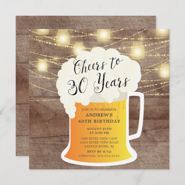 Cheers to 30 Years 30th Birthday Invitation (Front/Back)