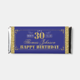 Cheers To 30 Years 30th Birthday Party Blue & Gold Hershey Bar Favors
