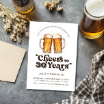 Cheers To 30 Years Adult Beer 30th Birthday Invitation<br><div class="desc">Raise a toast to thirty years of memories with our Cheers to 30 Years 30th Birthday Party Invitation! This sleek and masculine design celebrates the milestone of turning thirty with style and sophistication. Featuring two clinking beer glasses pints, the invitation exudes a sense of camaraderie and celebration. Whether you're planning...</div>