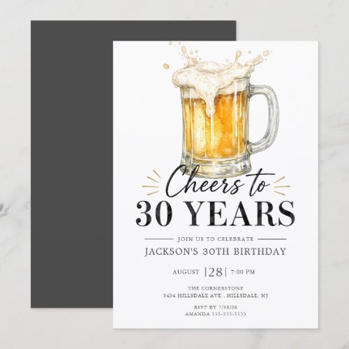 Cheers to 30 Years Birthday Invitation