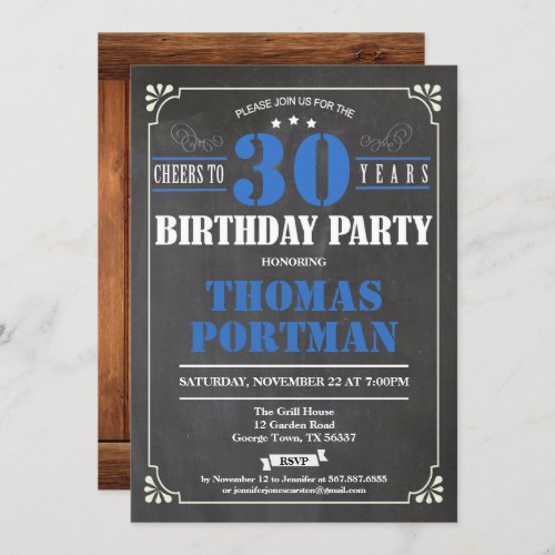 Cheers to 30 years birthday invitation Retro Invitation