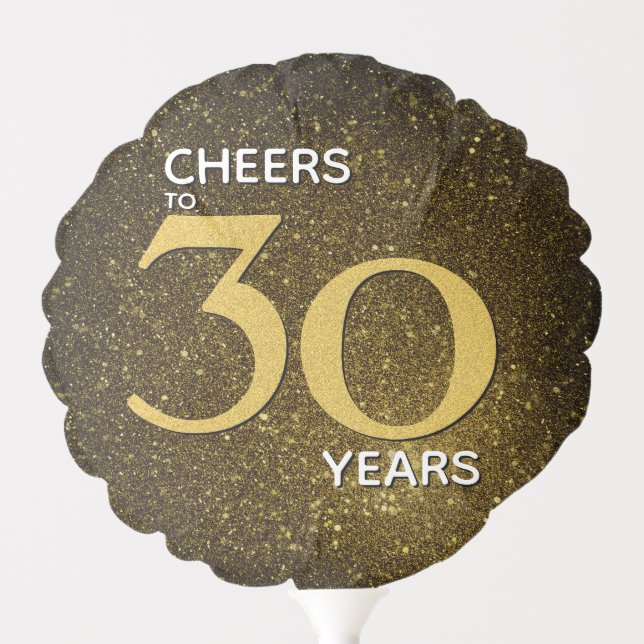 Cheers to 30 Years Black Gold 30th Birthday Balloon (Front)