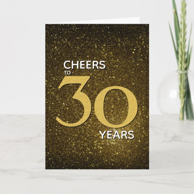 Cheers to 30 Years Black Gold 30th Birthday Card (Front)