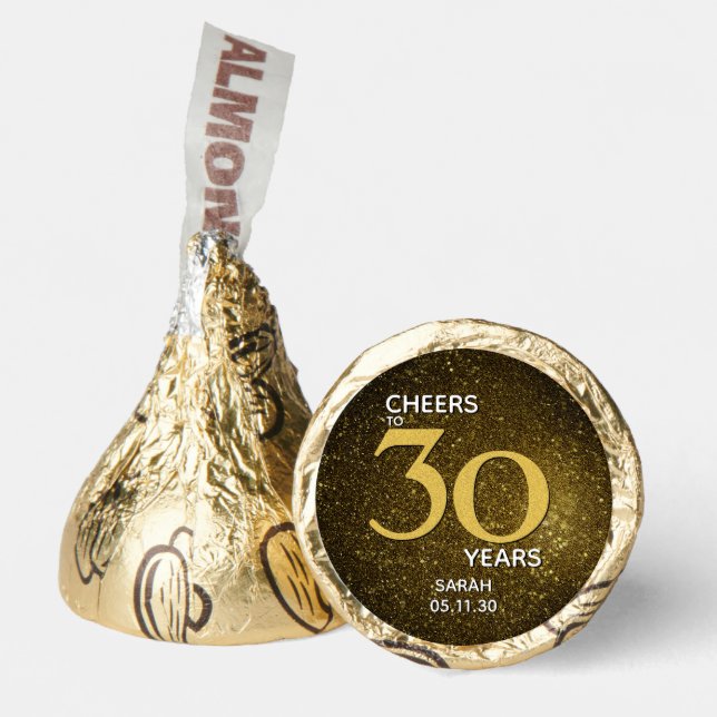Cheers to 30 Years Black Gold 30th Birthday Hershey®'s Kisses® (Front)