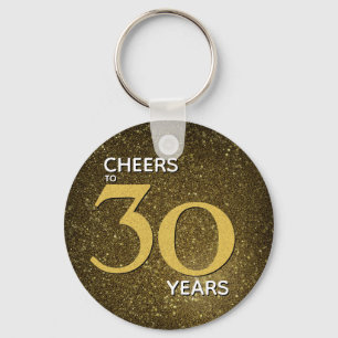 Cheers to 30 Years Black Gold 30th Birthday Keychain